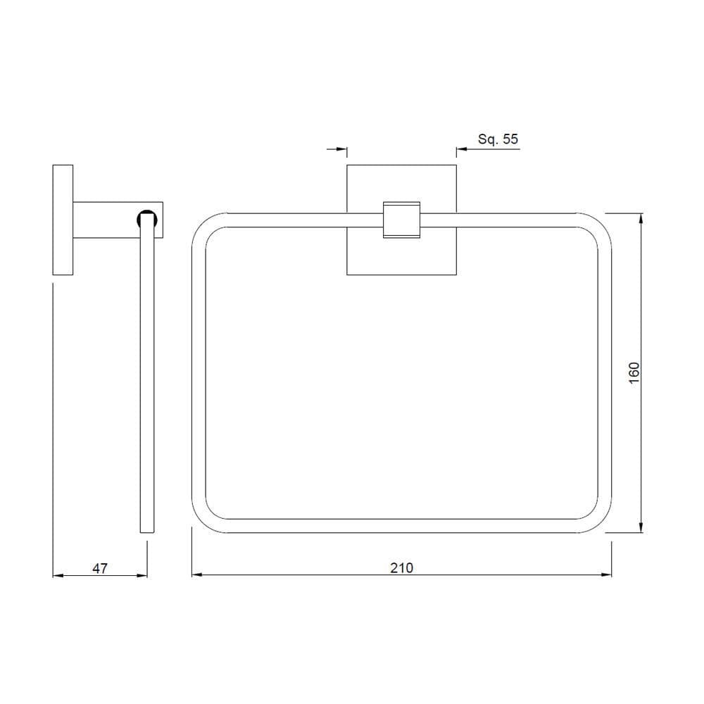 Jaquar Kubix Prime Chrome Finish Square Towel Ring, AKP-CHR-35721P - View 2