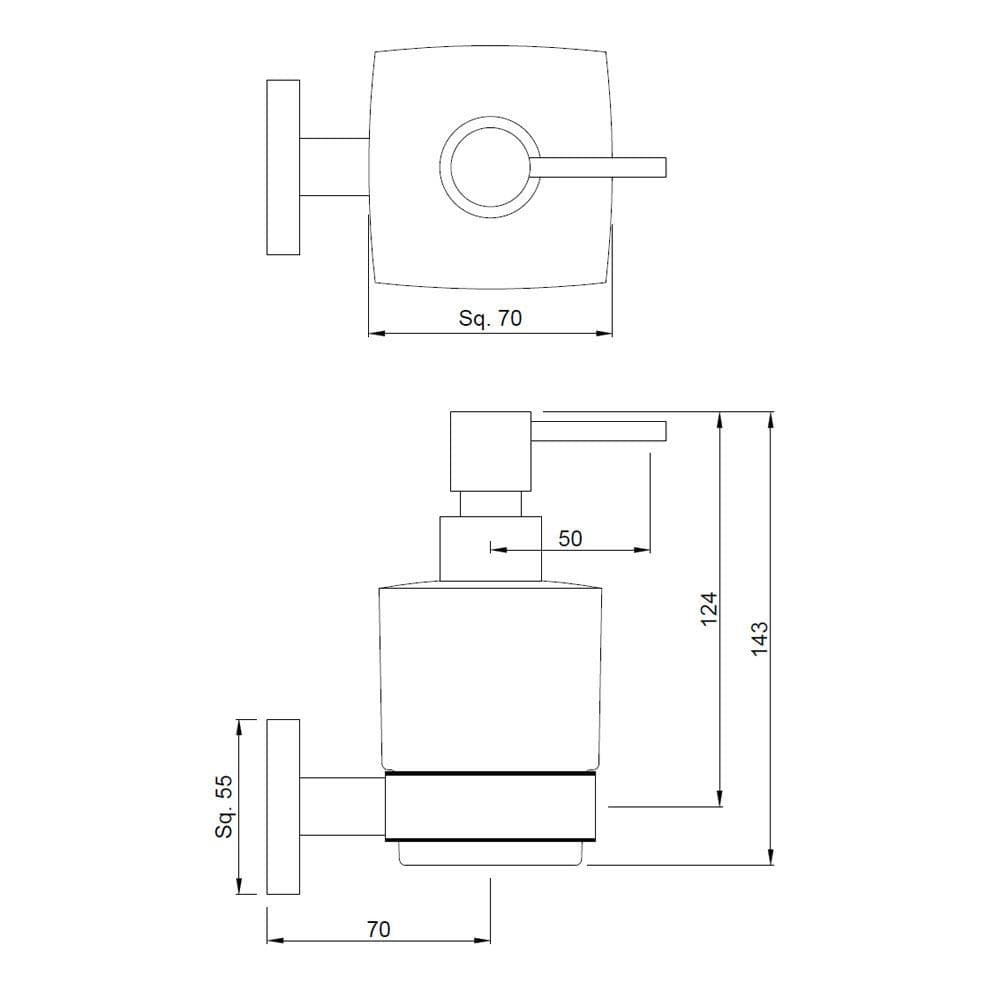Jaquar Kubix Prime Soap Dispenser with Glass bottle, AKP-CHR-35735P - View 2