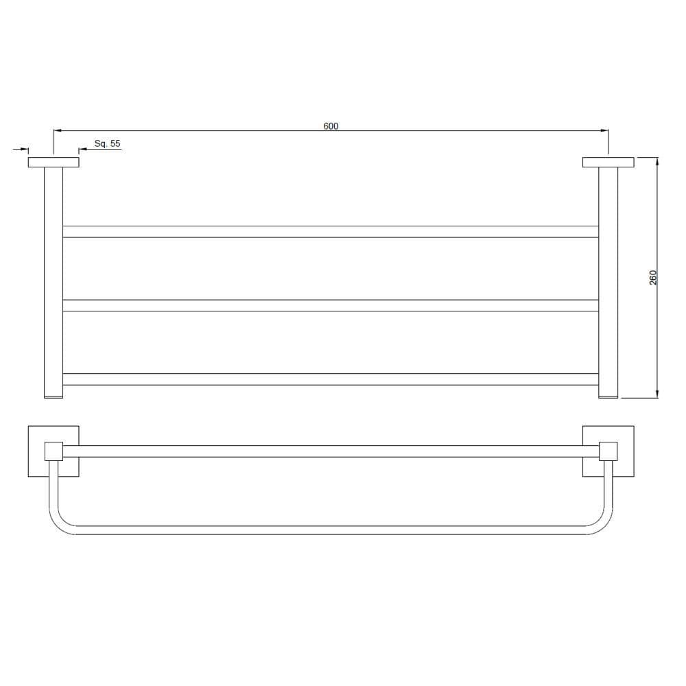 Jaquar Kubix Prime 600mm long Chrome Finish Stainless Steel Towel Rack with Lower Hangers, AKP-CHR-35781PS - View 2