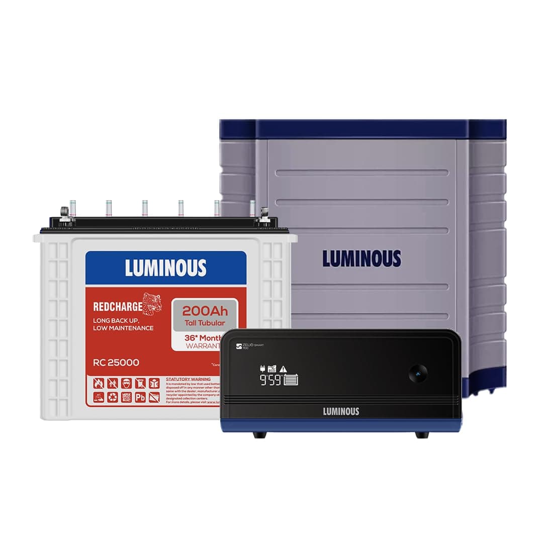 Luminous Zelio 1100 Pure Sine Wave Inverter with RC25000 Tubular Battery & Trolley Combo