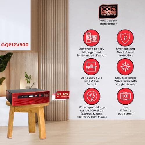 Exide GQP - GQP12V900 900VA Sinewave Inverter - Sinewave Inverter | HX00-GQP12V900 | 220v ± 7v AC - View 6