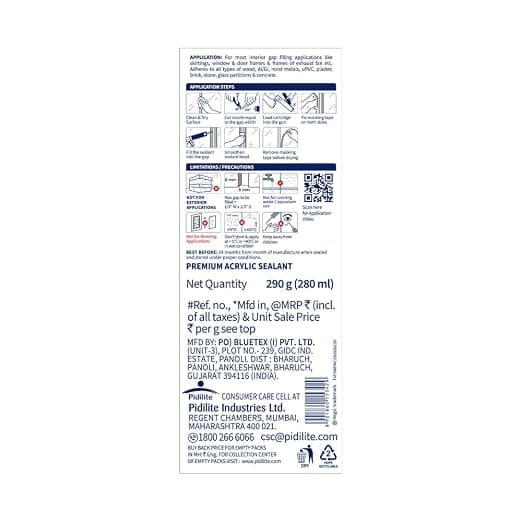 Feviseal Multipurpose Acrylic Sealant, White, 280 ml - View 2