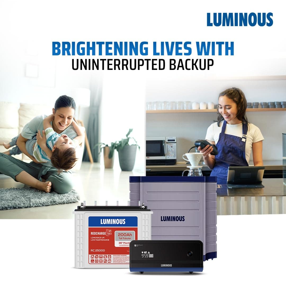 Luminous Zelio 1100 Pure Sine Wave Inverter with RC25000 Tubular Battery & Trolley Combo - View 4