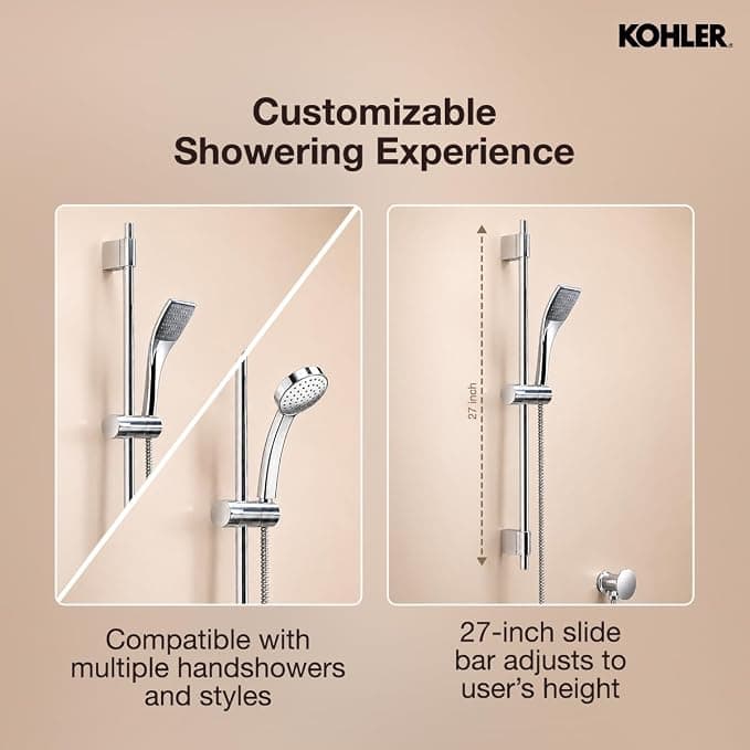 Kohler Rainjoy 68.5cm Wall-Mount Slide Bar, 72740IN-CP - 68.5 cm | 72740IN-CP | Chrome Finish - View 3