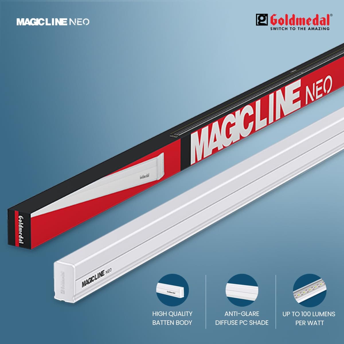 Goldmedal Magic Line LED Batten, Cool Daylight - View 3