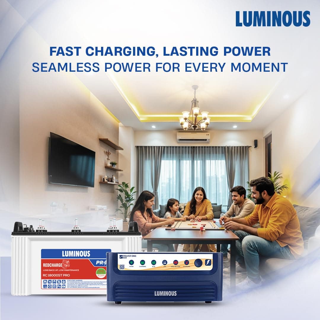 Luminous Power Sine 800 Pure Sine Wave Inverter with RC18000ST Short Inverter Battery Combo - View 4