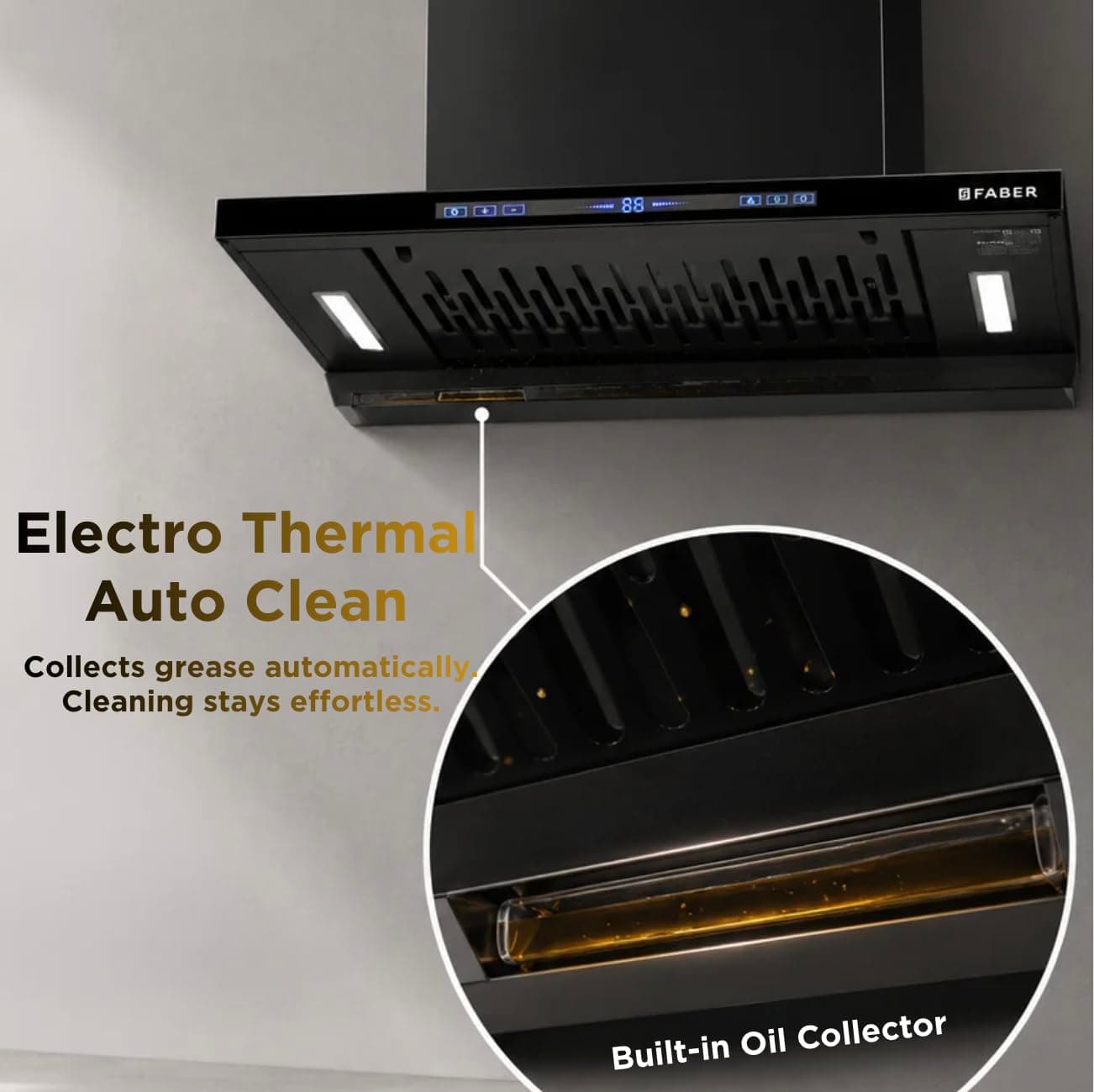 Faber Hood SlimX Black BLDC Autoclean Filterless Wall Mounted T-Shape Chimney - Hood BLDC | Black | 325.0747.465 - View 7