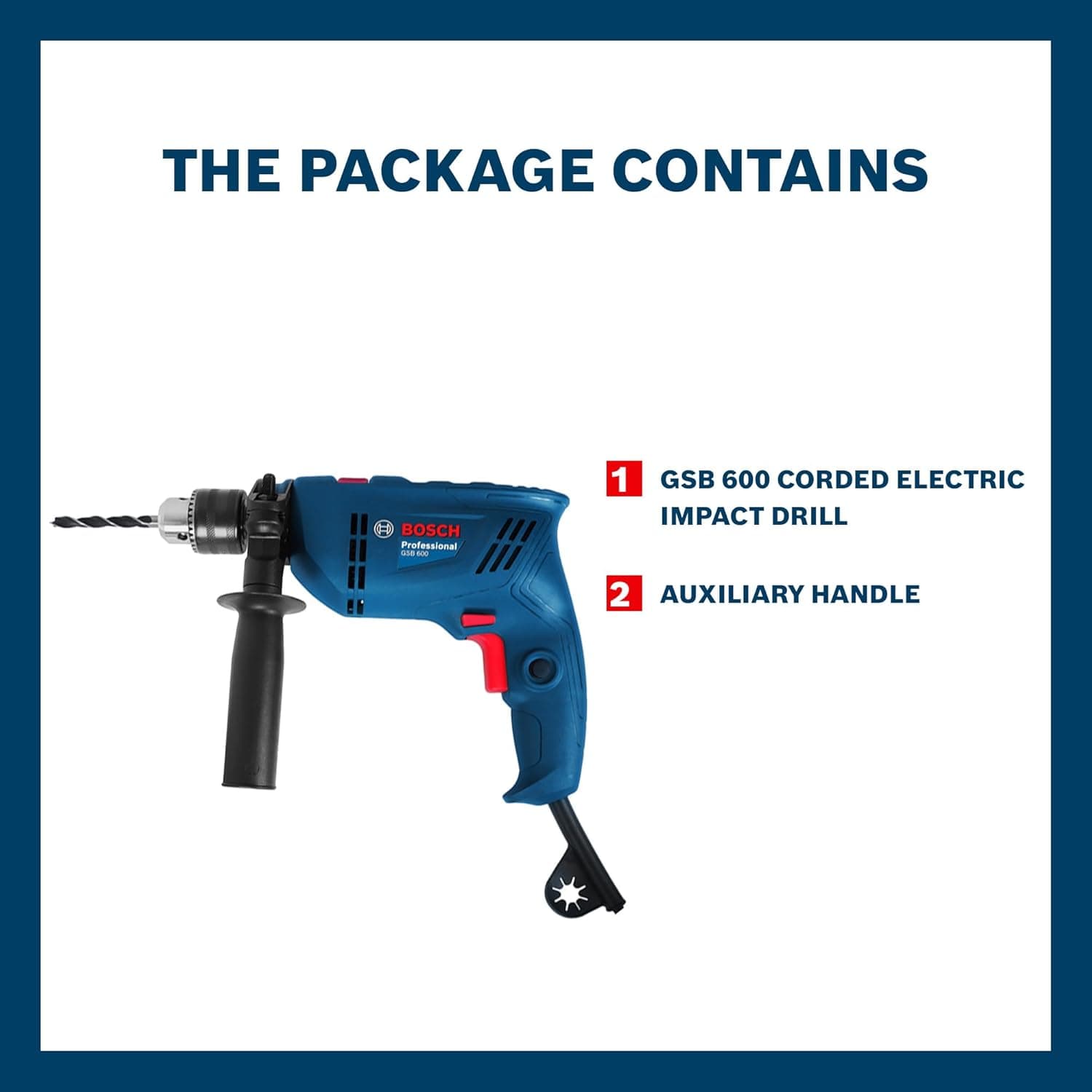 Bosch GSB 600 13mm 600W Impact Drill Machine - Impact Drill Machine | 0.601.1A0.3F0 | Bit holder: 1/2 inch-20 UNF - View 2