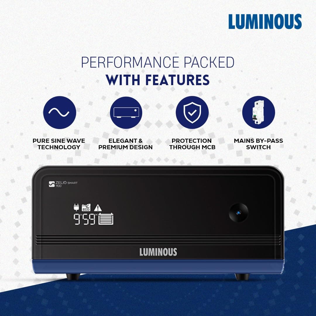 Luminous Zelio+ 1100 Pure Sine Wave Inverter with RC18000ST Short Tubular Inverter Battery Combo - View 3