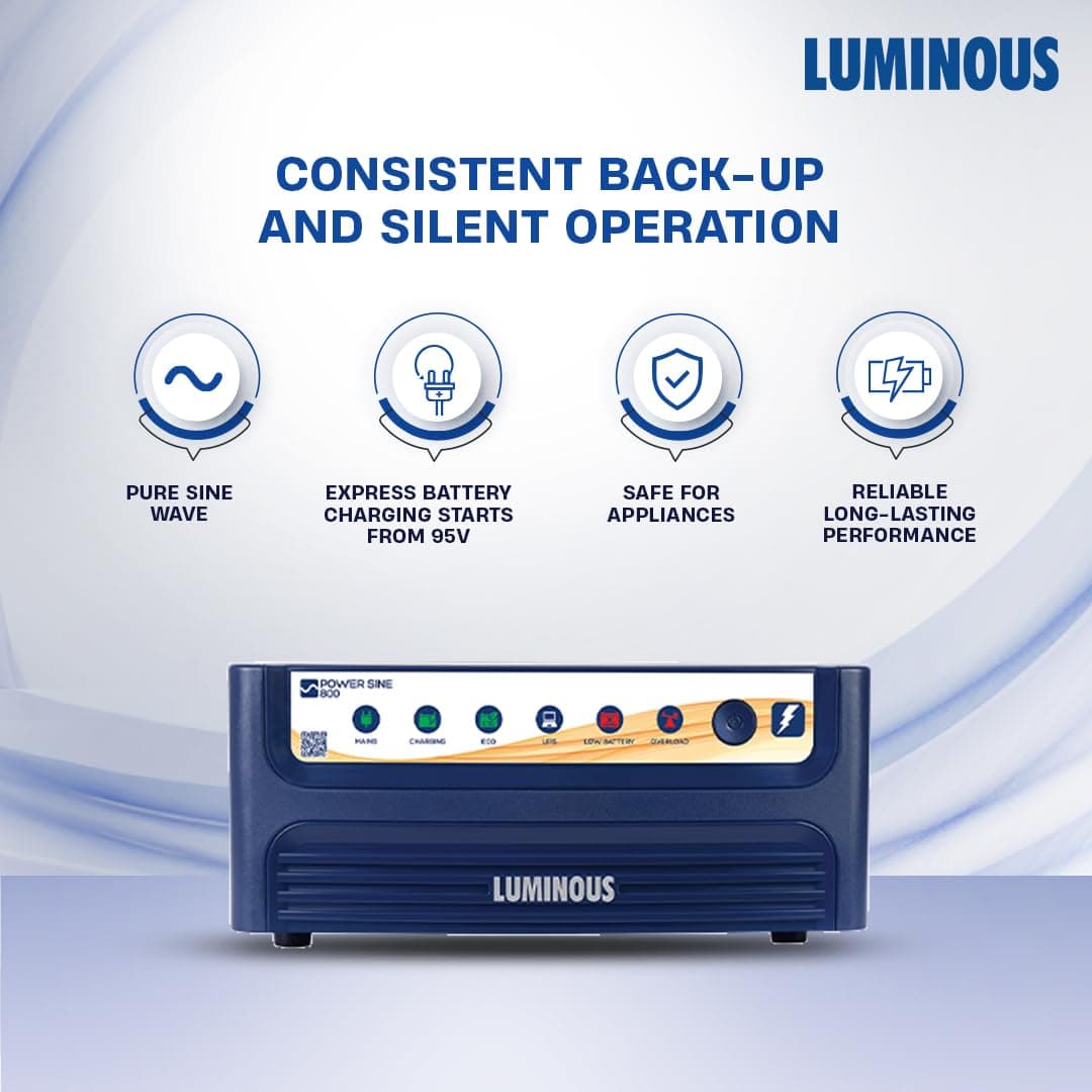 Luminous Power Sine 800 Pure Sine Wave Inverter with RC18000ST Short Inverter Battery Combo - View 2