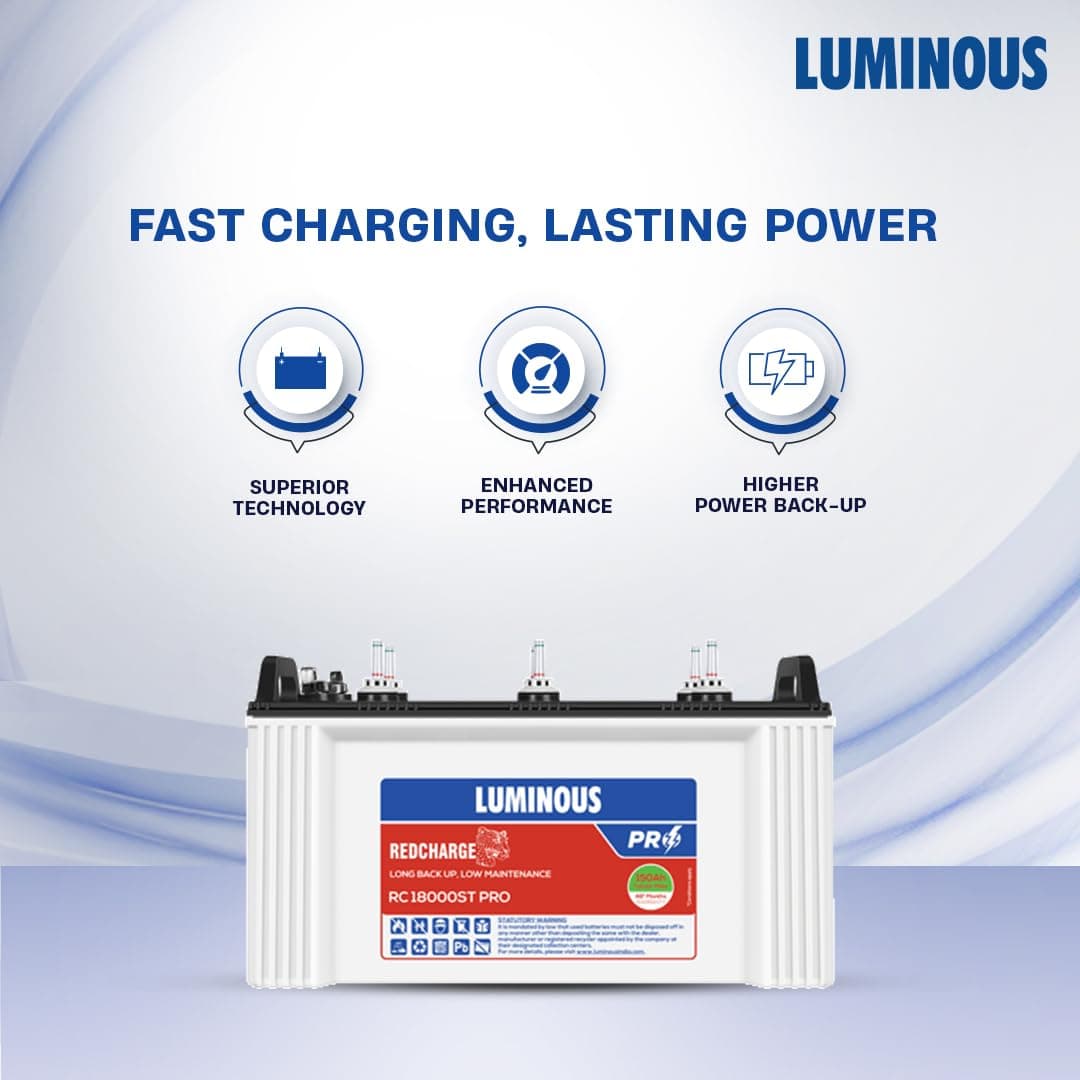 Luminous Power Sine 800 Pure Sine Wave Inverter with RC18000ST Short Inverter Battery Combo - View 3