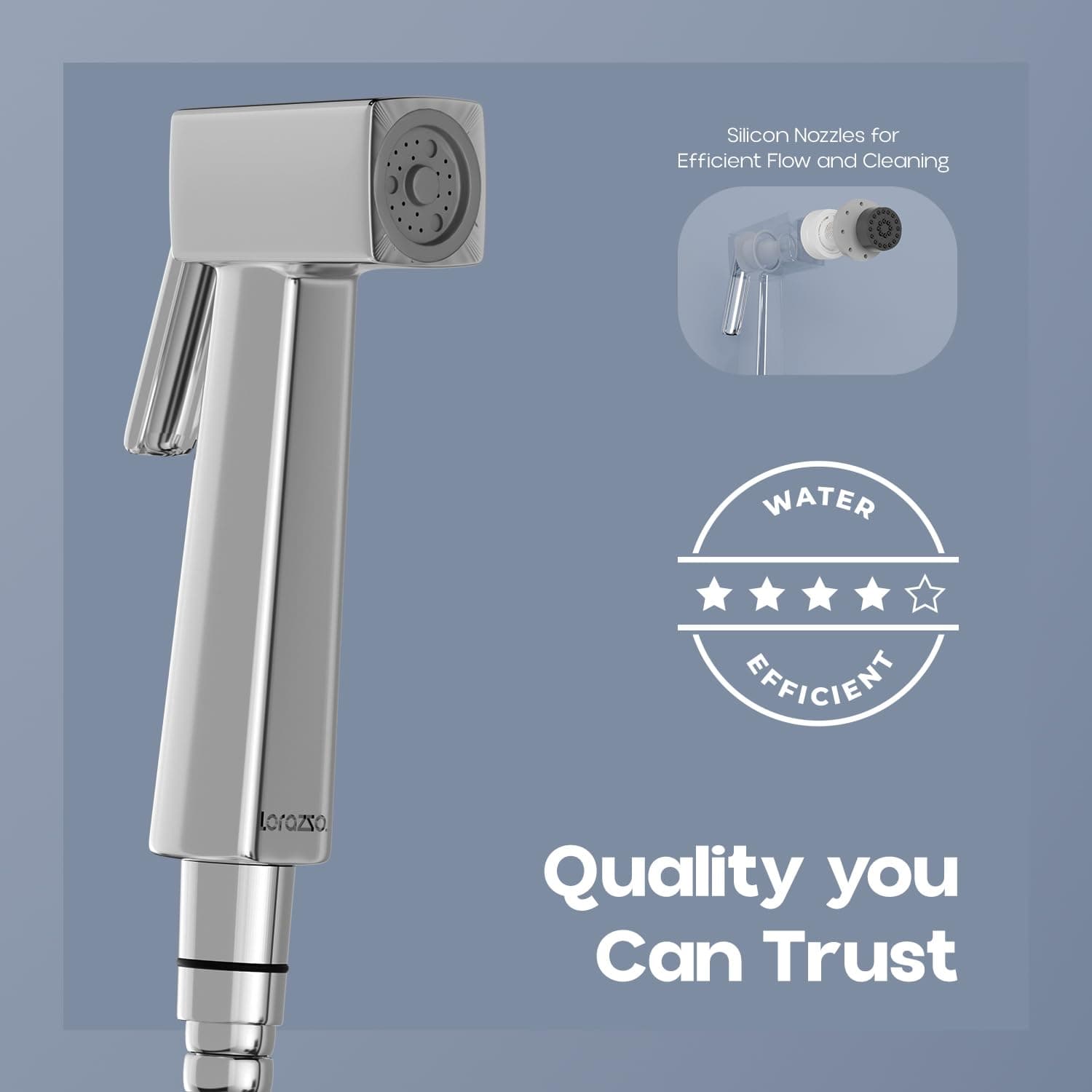 Lorazzo Quad Health Faucet Set - Health Faucet | ABS | Silver - View 6