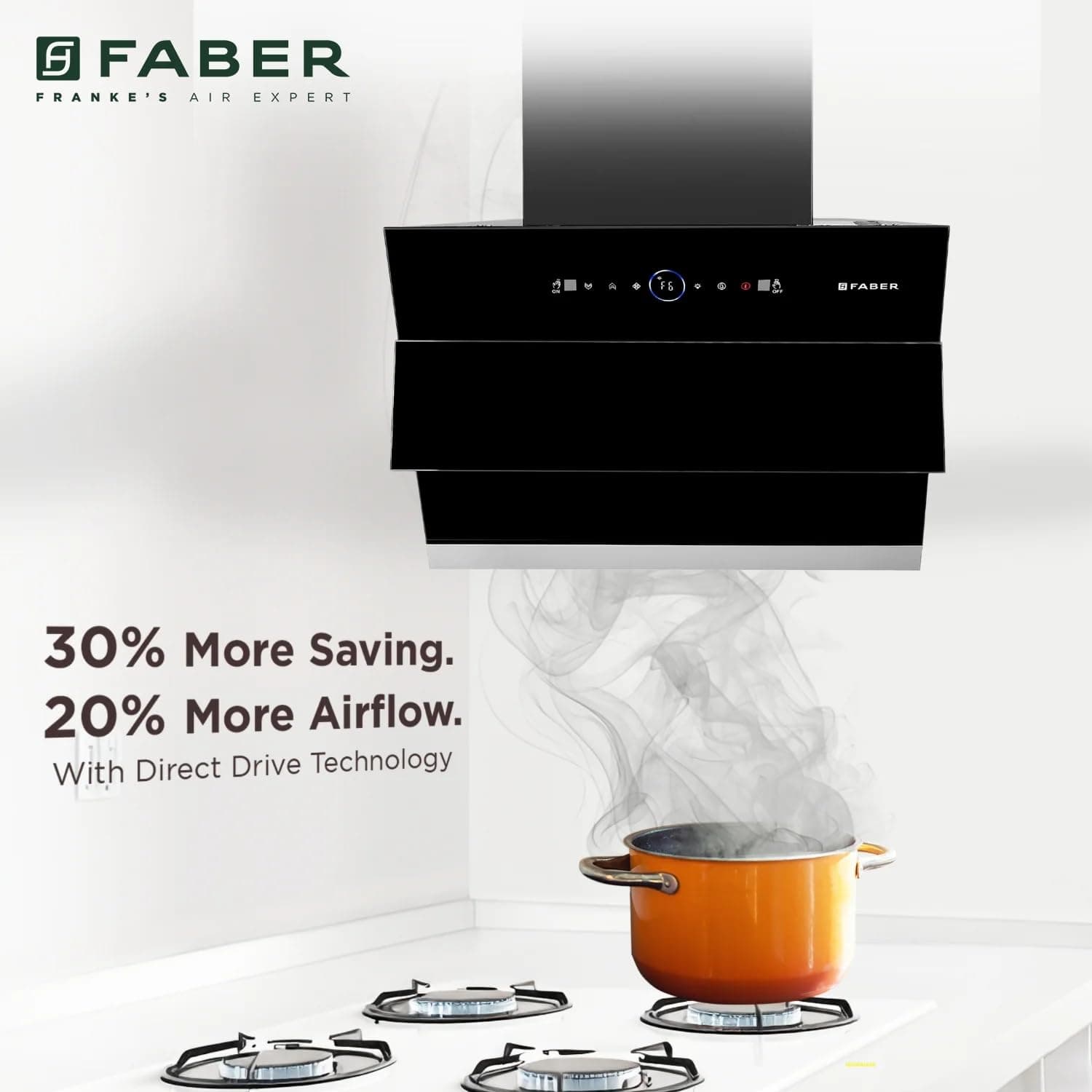 Faber Hood Comet Black BLDC Autoclean Filterless Wall Mounted Chimney - Hood BLDC | Black | 330.0727.932 - View 8