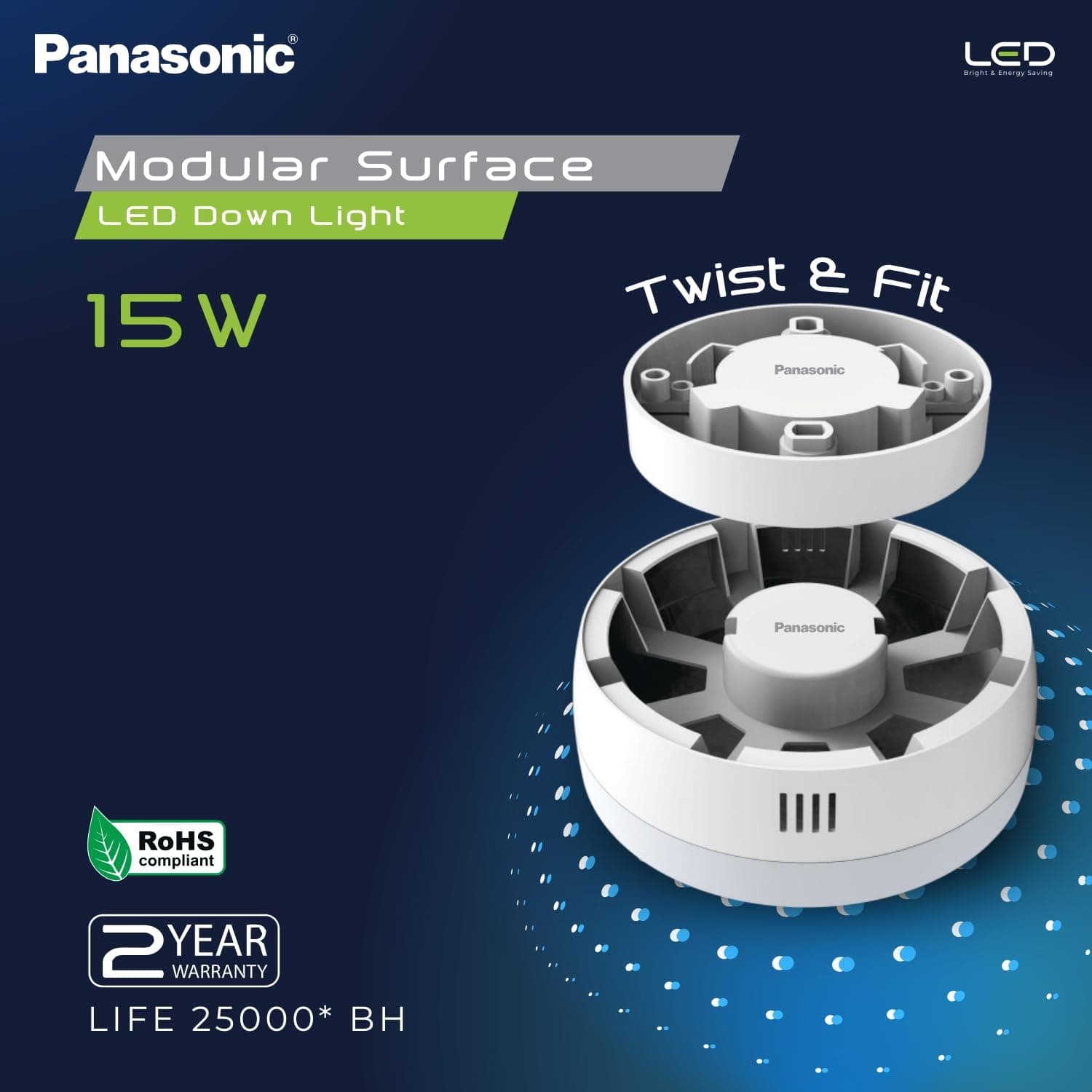 Panasonic Twist & Fit Surface LED Down Light - View 2