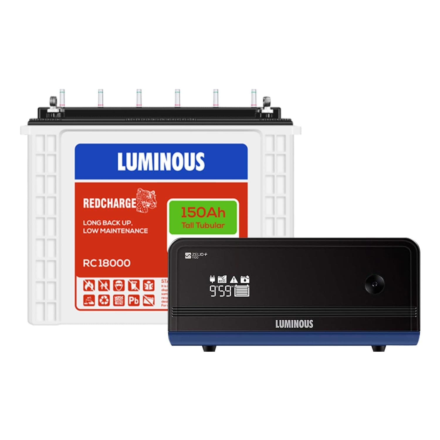 Luminous Zelio 1100 Pure Sine Wave Inverter with RC18000 150 Ah Tubular Battery Combo