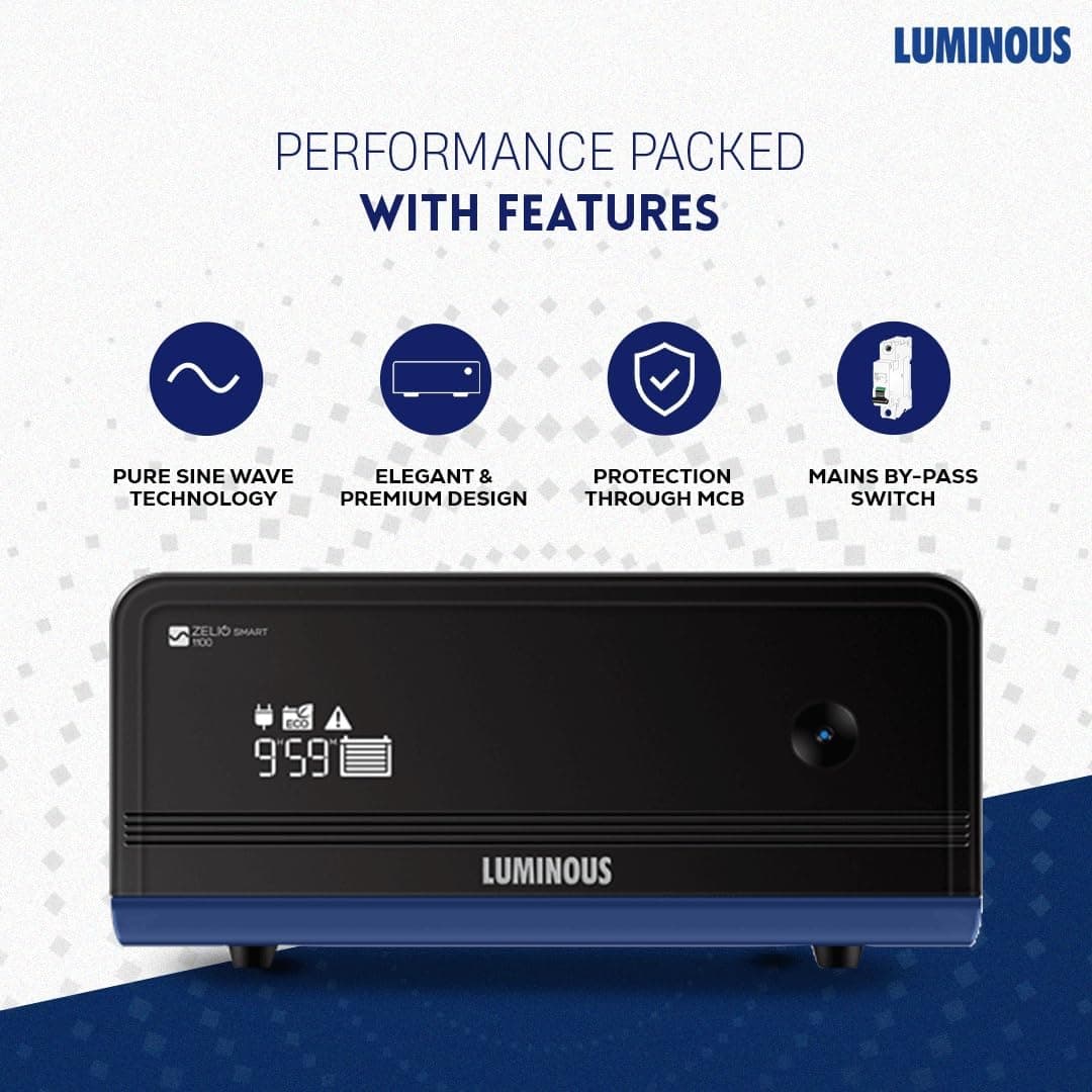 Luminous Zelio 1100 Pure Sine Wave Inverter with RC25000 Tubular Battery Combo - View 2