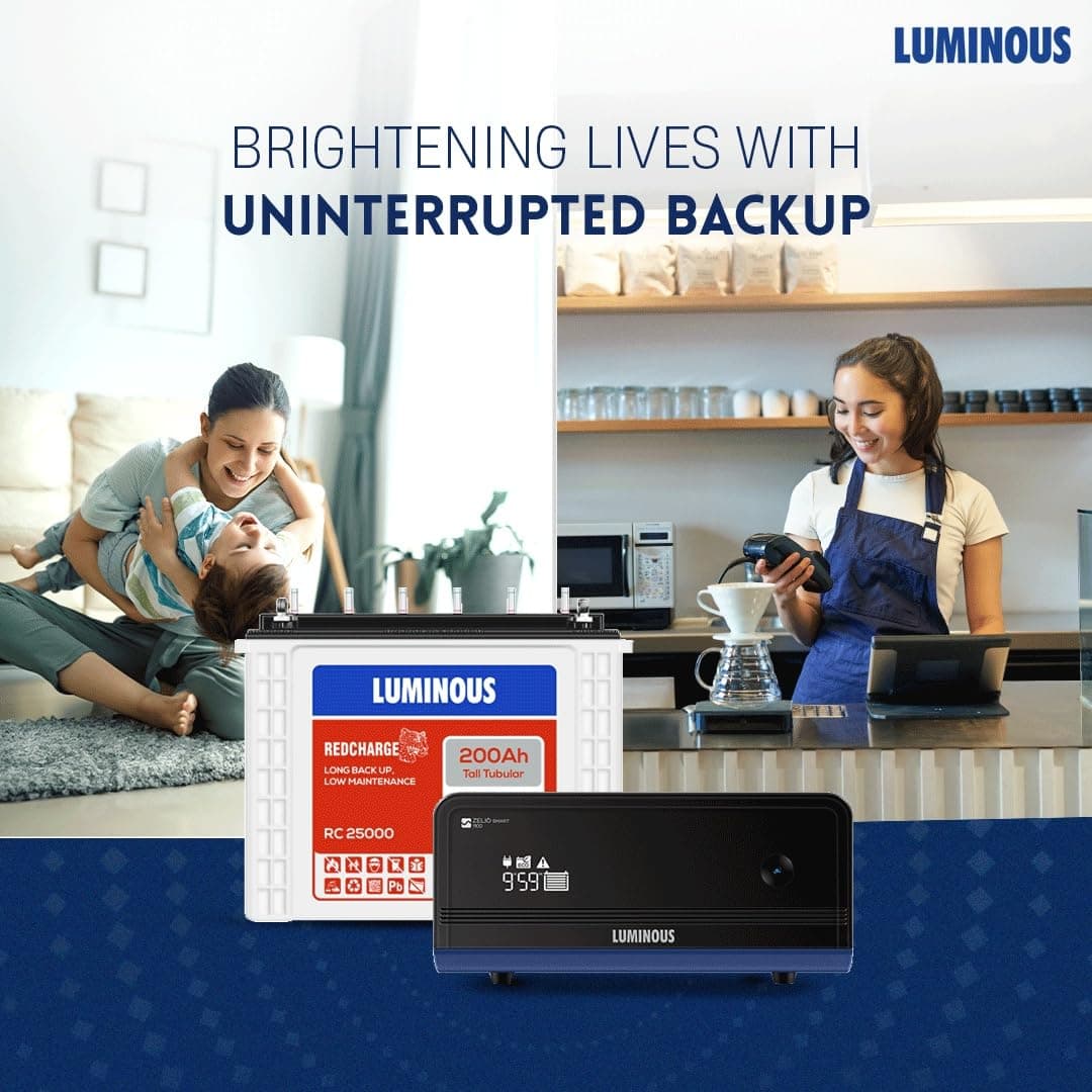 Luminous Zelio 1100 Pure Sine Wave Inverter with RC25000 Tubular Battery Combo - View 4