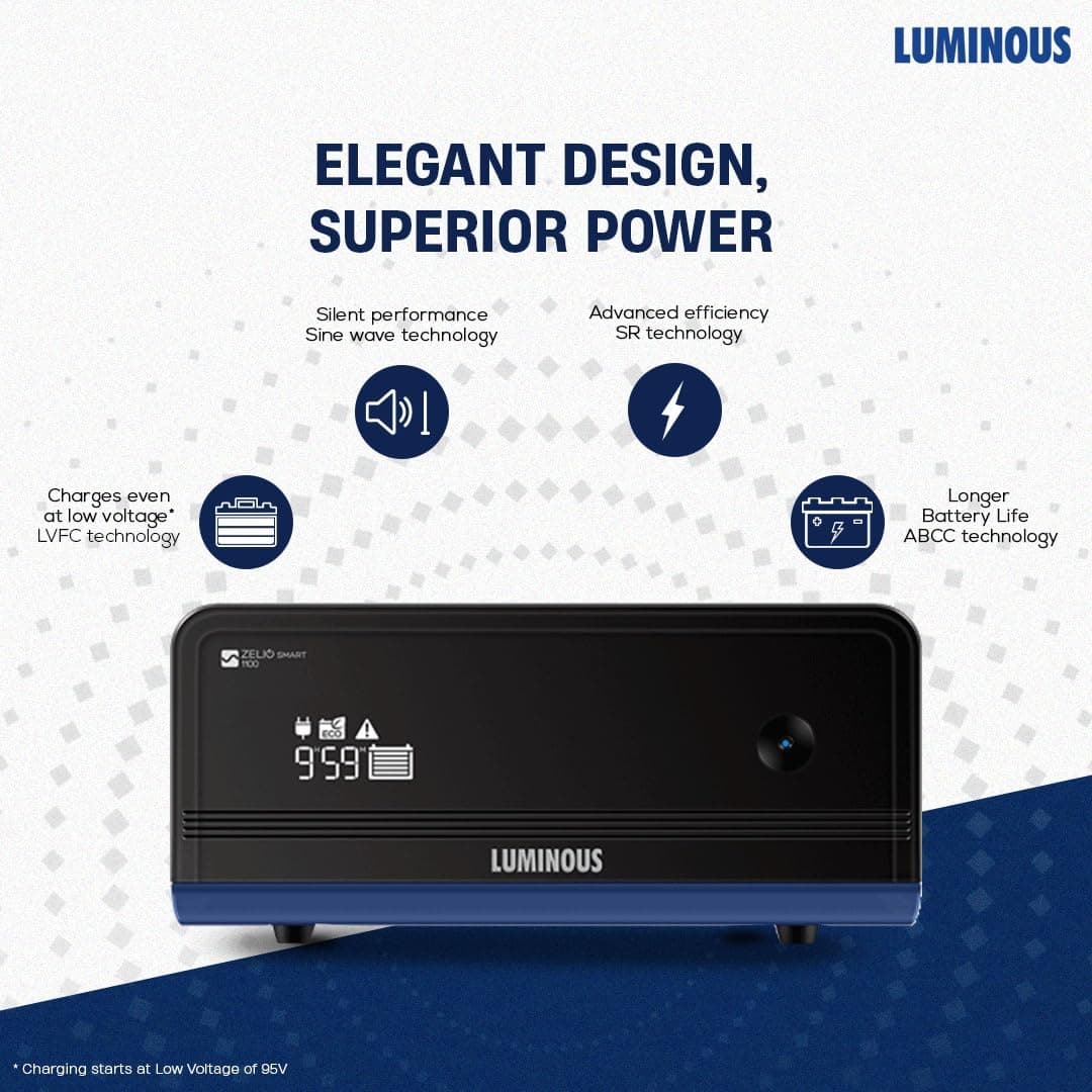 Luminous Zelio 1100 Pure Sine Wave Inverter with RC18000 150 Ah Tubular Battery Combo - View 3