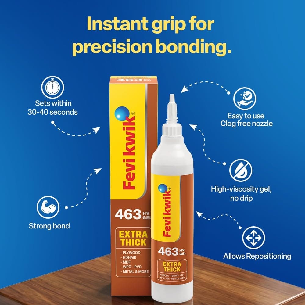 Fevikwik Pidilite Fevi Kwik 463 High Viscosity Instant Glue - 125 gm | Instant Bonding Super Glue | FFK852512500000 - View 12