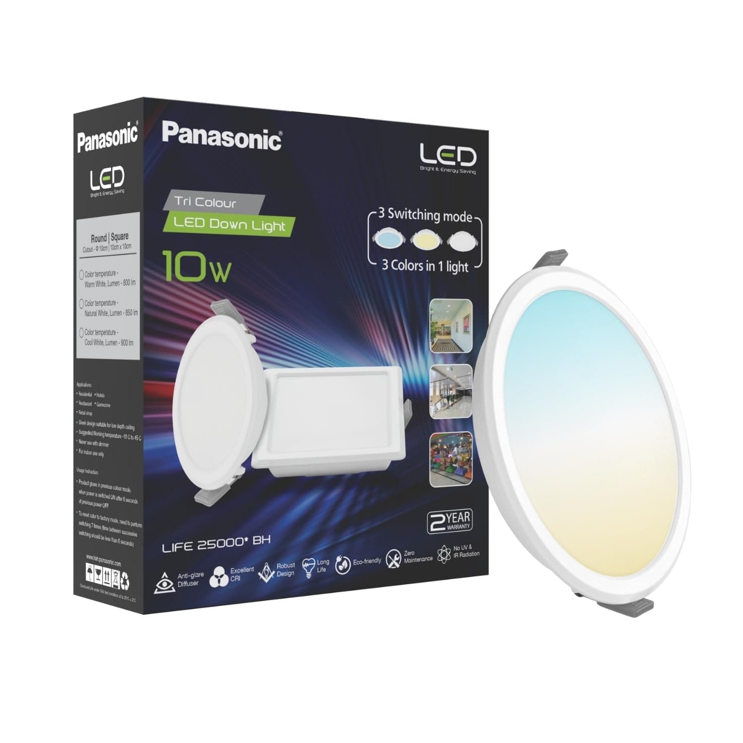 Panasonic 3 in 1 Tri Colour LED Downlight