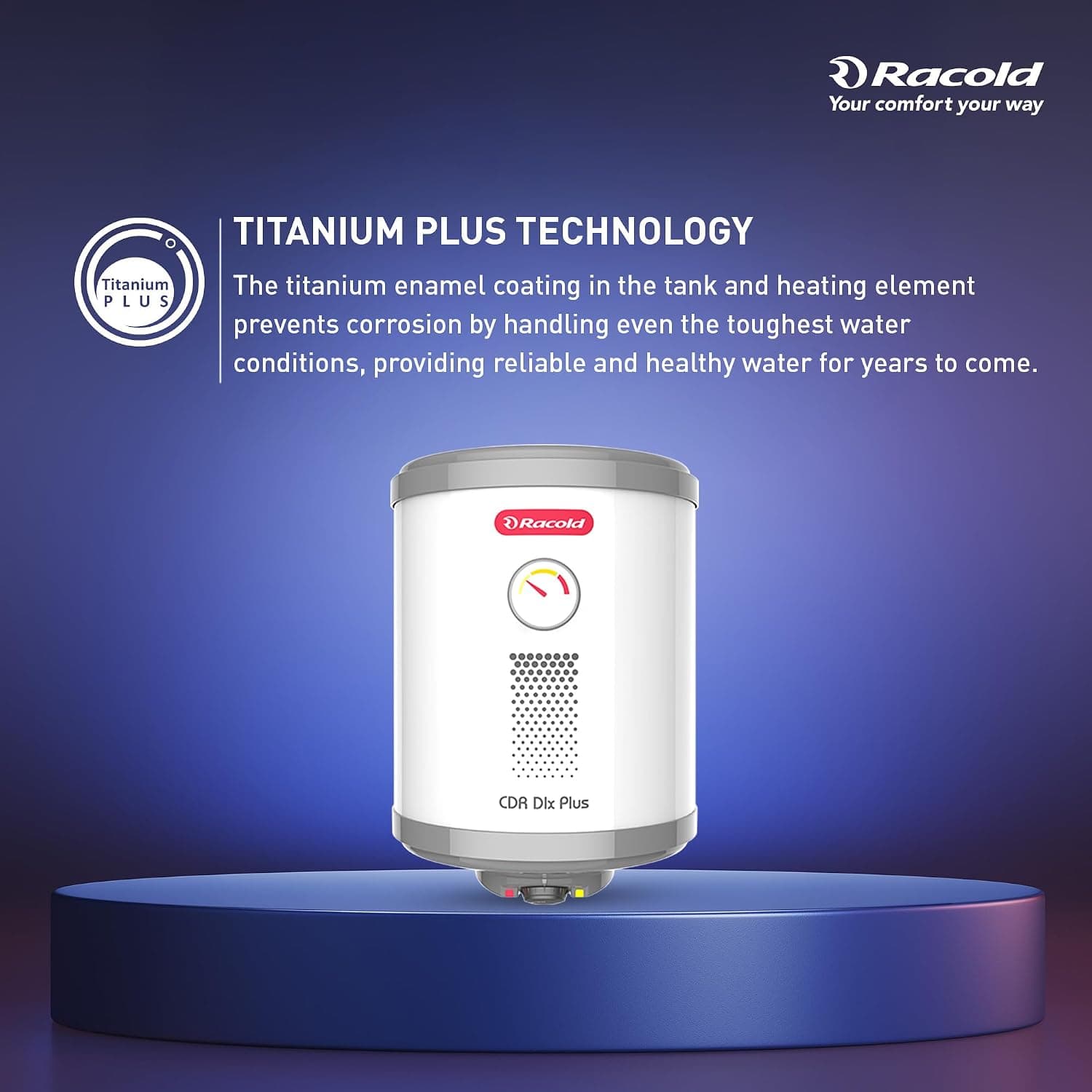 Racold CDR DLX PLUS Horizontal Electric Storage Geyser, 2kW, White - Ideal for smaller bathrooms, guest rooms, or bachelors needing fast, energy-efficient hot water for bucket baths. | White | 230 V - View 33