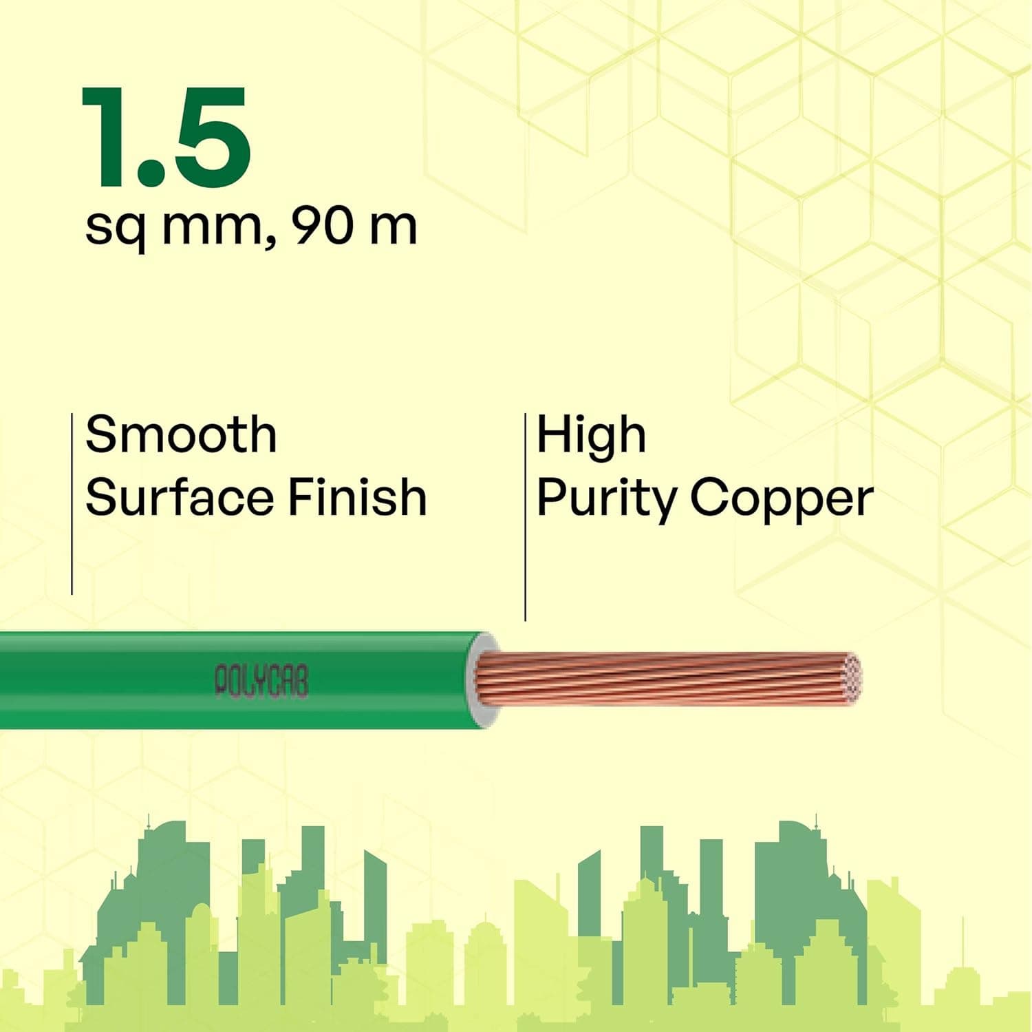 Polycab Green Wire+ (90/180 Mtr) - Housing Wires | Copper | 90 Mtr - View 2