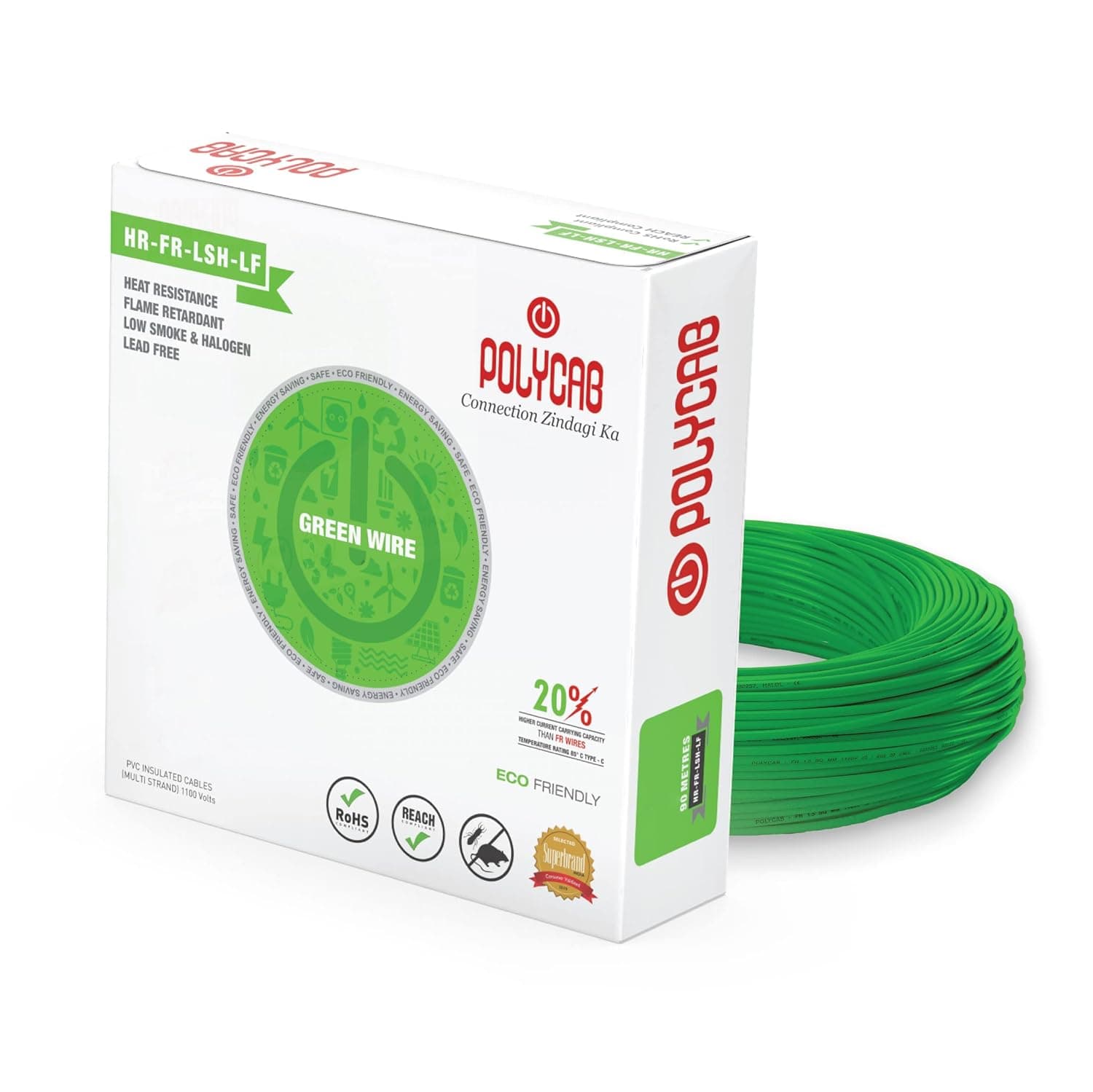 Polycab Green Wire+ (90/180 Mtr) - Housing Wires | Copper | 90 Mtr