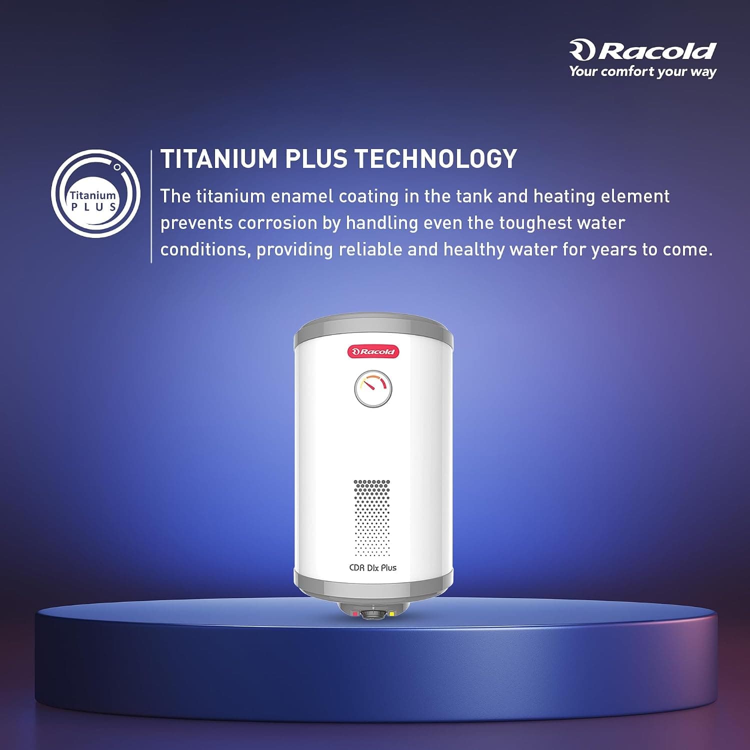 Racold CDR DLX PLUS Horizontal Electric Storage Geyser, 2kW, White - Ideal for smaller bathrooms, guest rooms, or bachelors needing fast, energy-efficient hot water for bucket baths. | White | 230 V - View 40
