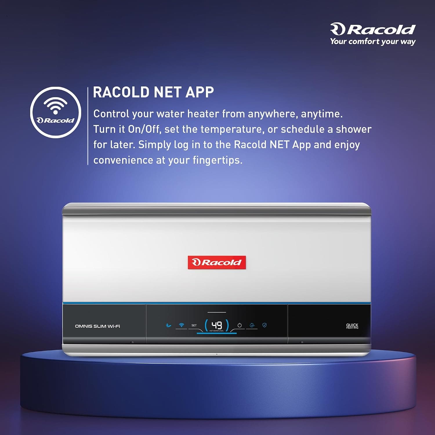 Racold Omnis Slim Electric Storage Geyser - The standard choice for home bathrooms. Delivers sustained hot water for overhead showers and multi-person daily routines. | Black | 230 V - View 13