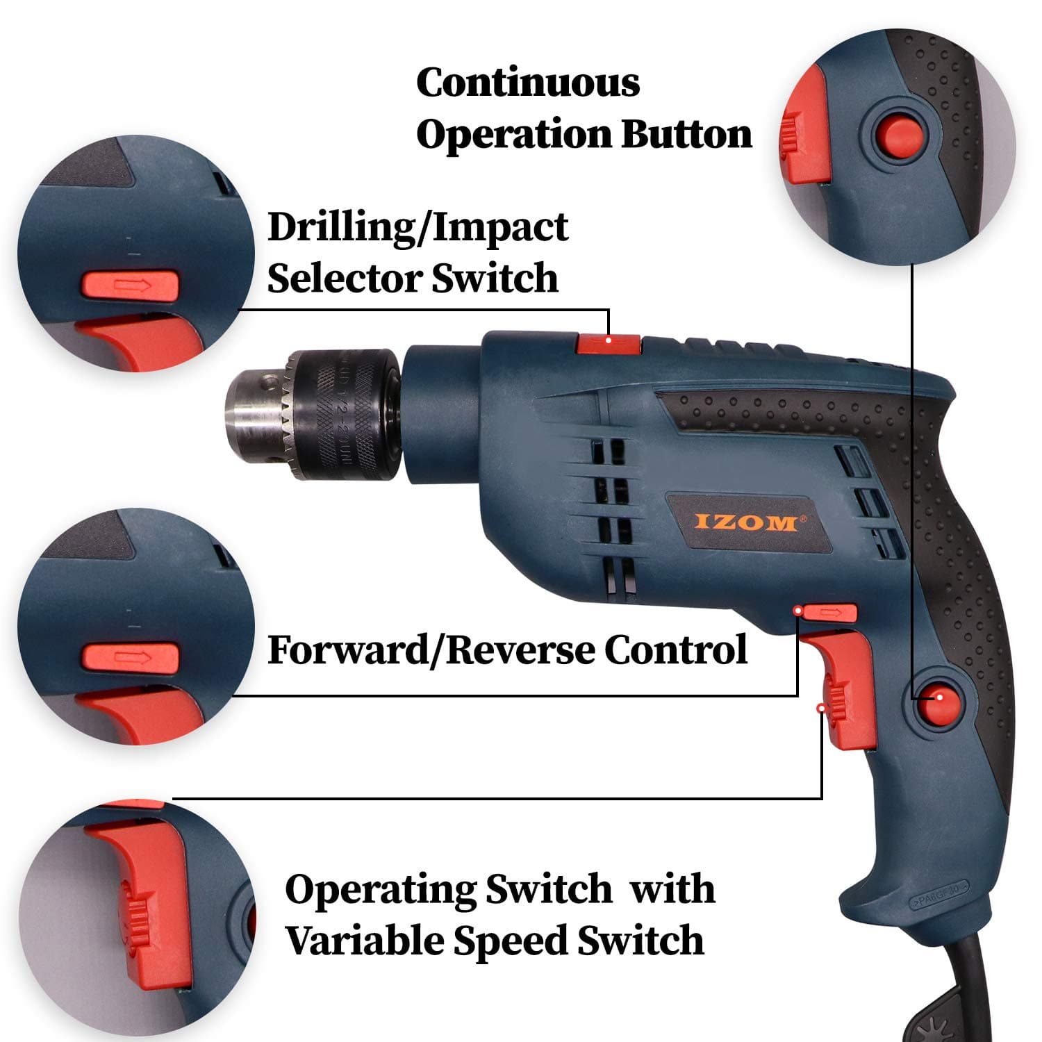 Izom 500W 13mm Impact Drill - View 4