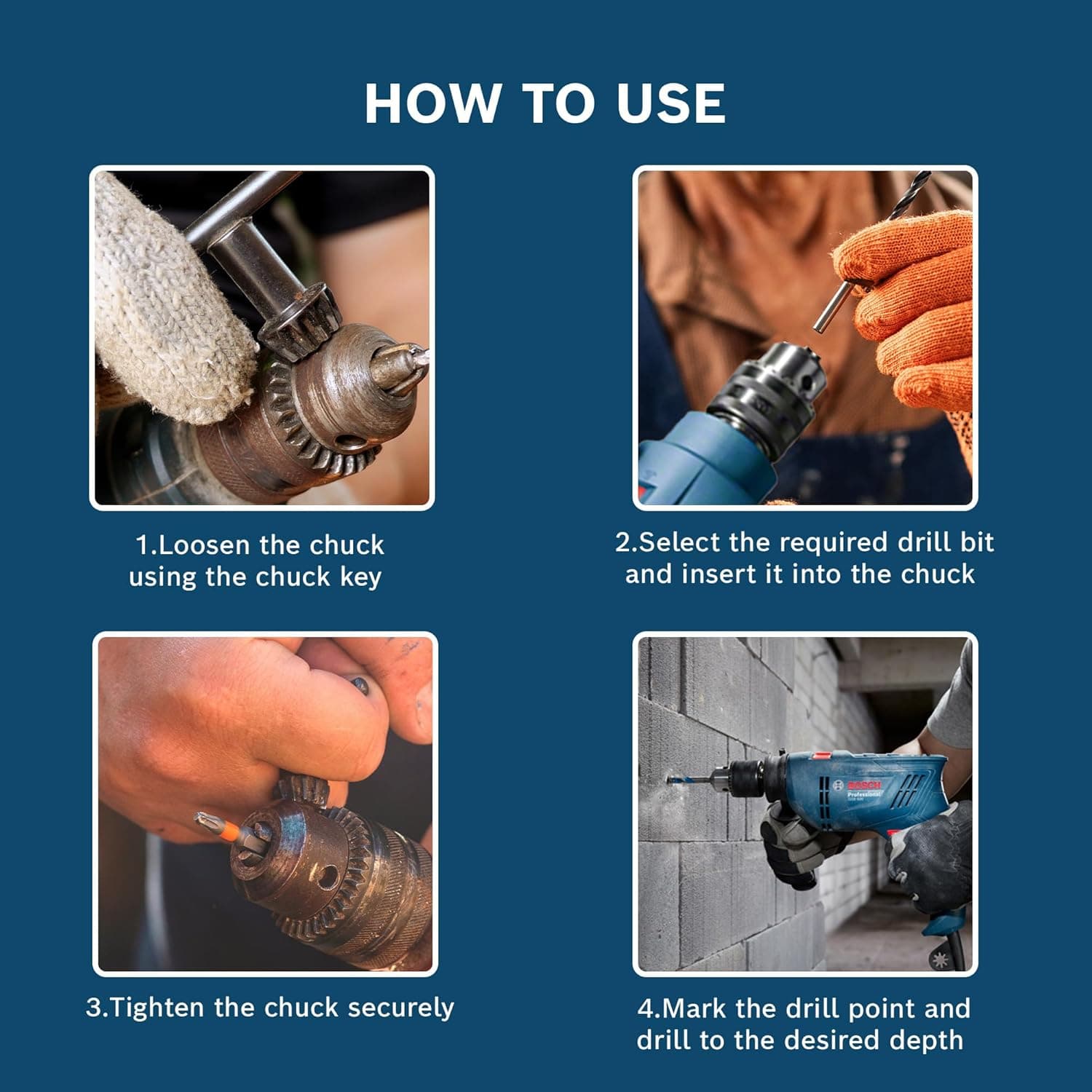 Bosch GSB 600 13mm 600W Impact Drill Machine - Impact Drill Machine | 0.601.1A0.3F0 | Bit holder: 1/2 inch-20 UNF - View 4
