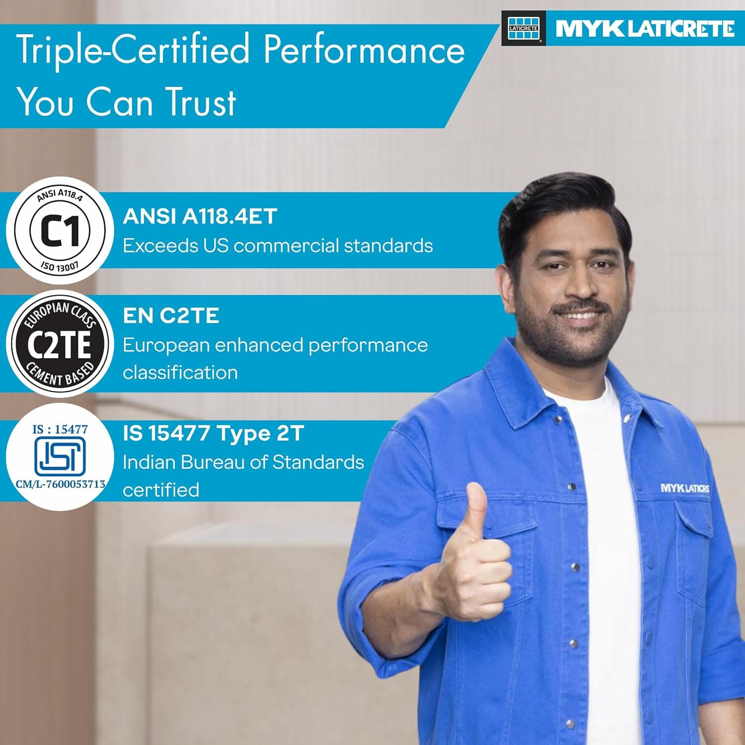 MYK Laticrete 315 Plus Premium Polymer Floor & Wall Tile Adhesive - Interior and Exterior Surfaces: Suitable for indoor rooms and exterior areas. Floor and Wall Tiling: Excellent sag resistance makes it perfect for vertical wall applications. Substrates: Applies smoothly over cement mortar beds, cement plaster, concr | 55 to 60 square feet | 12 months (1 year) from the date of manufacture. - View 14