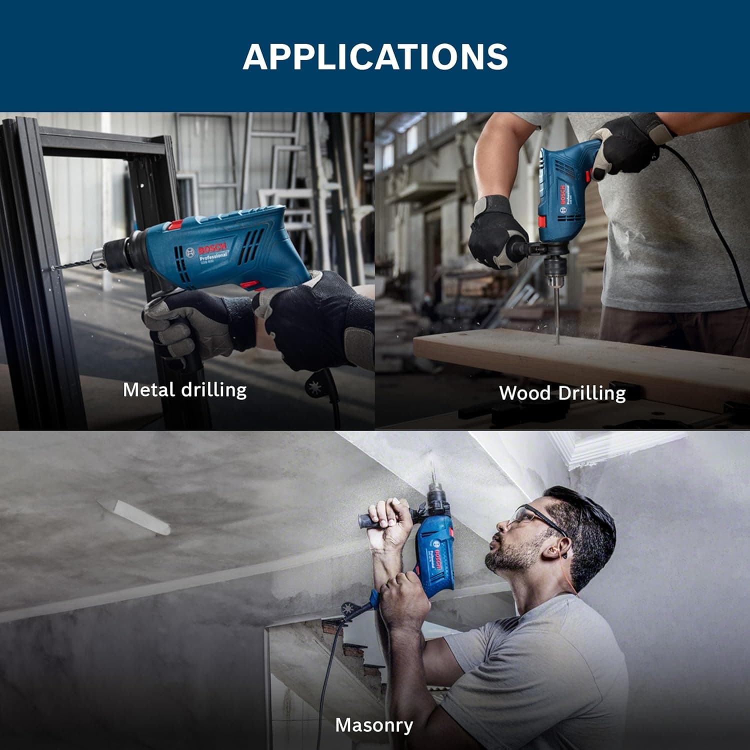 Bosch GSB 600 13mm 600W Impact Drill Machine - Impact Drill Machine | 0.601.1A0.3F0 | Bit holder: 1/2 inch-20 UNF - View 5