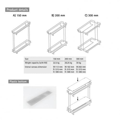 Hettich Cargo IQ300 Bottle Pull Out 2-Tier - View 3