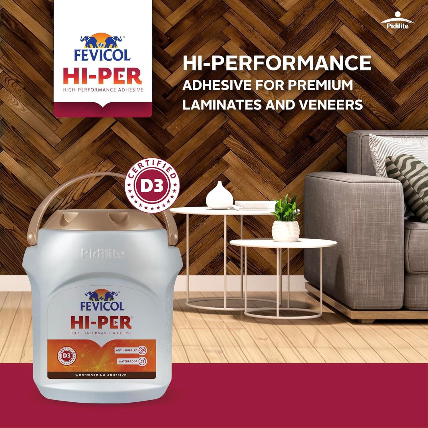 Fevicol HI-PER Anti-Bubble Waterproof Adhesive - Fevicol Hi-Per is the first ever Indian product that helps in reducing bubble formation. The product offers high performance along with being quick and time-saving. Its best-in-class water resistant properties in addition to these make the product un | When not in use container should be keep closed. | Skin formation, if any, should be removed from the container before use. Stir well before use | Best to use within 12 months from the date of manufacture. - View 11