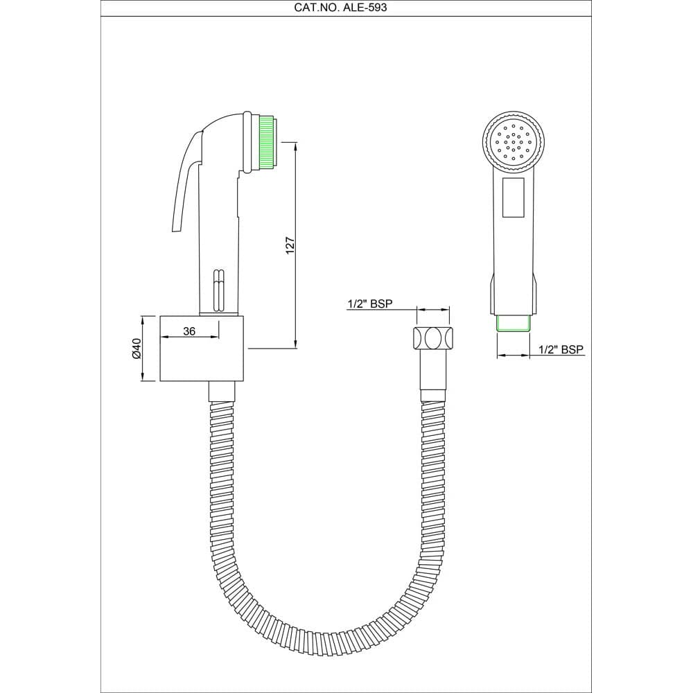 Essco by Jaquar Allied ABS Hand Shower with 8mm x 1 Meter Long Flexible Tube & Wall Hook, ALE-CHR-593 - View 2
