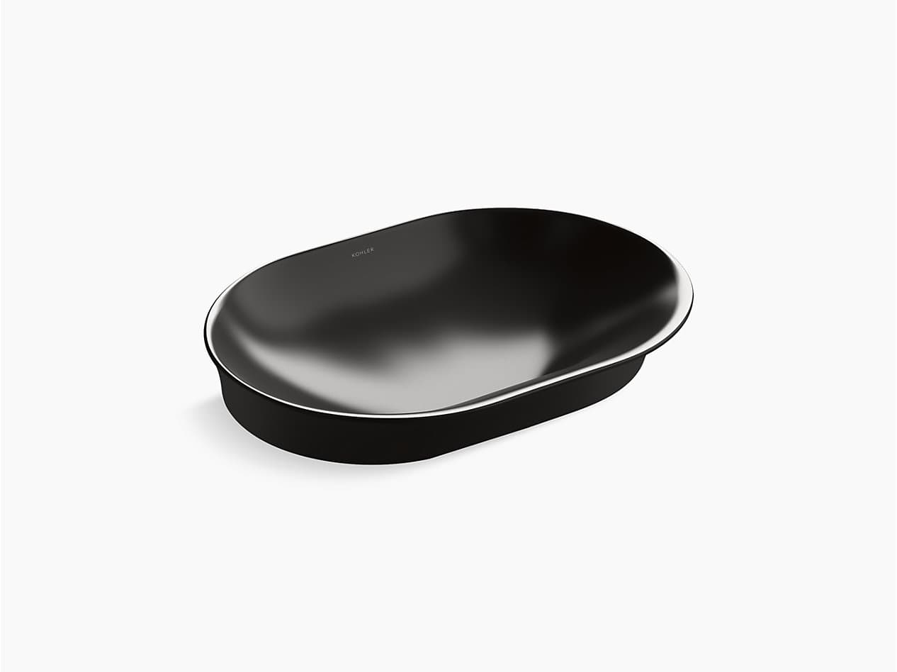 Kohler Vive 547x400mm Oval Vessel Bathroom Sink without Deck, Black, 28783IN-7