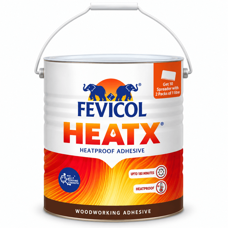 Fevicol HeatX Heatproof Adhesive - Best used for all kinds of lamination, especially the ones with a lot of heat exposure, Ideal for vertical lamination applications | 40 sq. feet/ liter approx. for large surface like laminate | Use in well-ventilated area, avoid prolonged breathing of vapors. Do not use near fire or source of ignition and refrain from smoking. Keep out of reach of children. - View 13