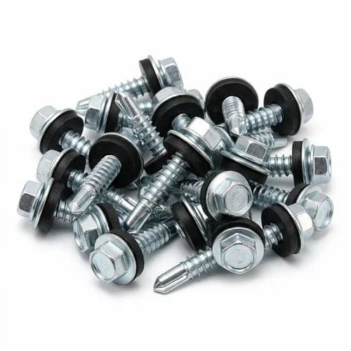 Generic 12x35mm Zinc Plated Hex Head Self Drilling Screw with EPDM Washer, (Pack of 175Pcs) - View 3