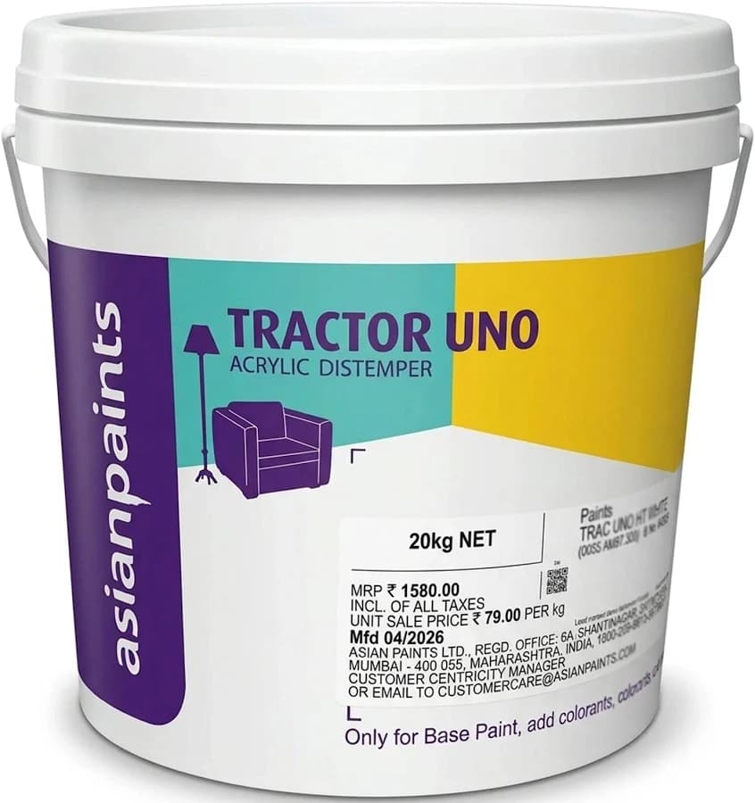 Asian Paints Tractor Uno Acrylic Distemper Paint White 20kg - View 2