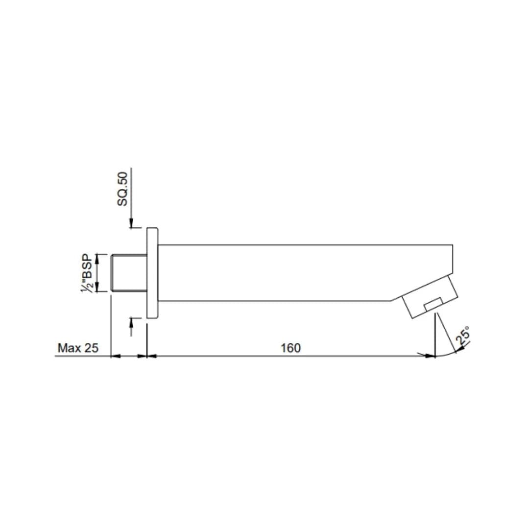Jaquar Bathtub Spout with Wall Flange - View 2