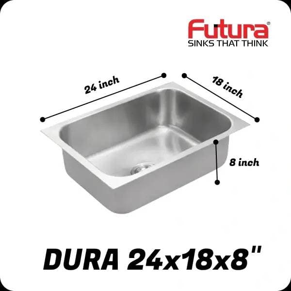Futura Dura Single Bowl Square Sink- DURA - View 2