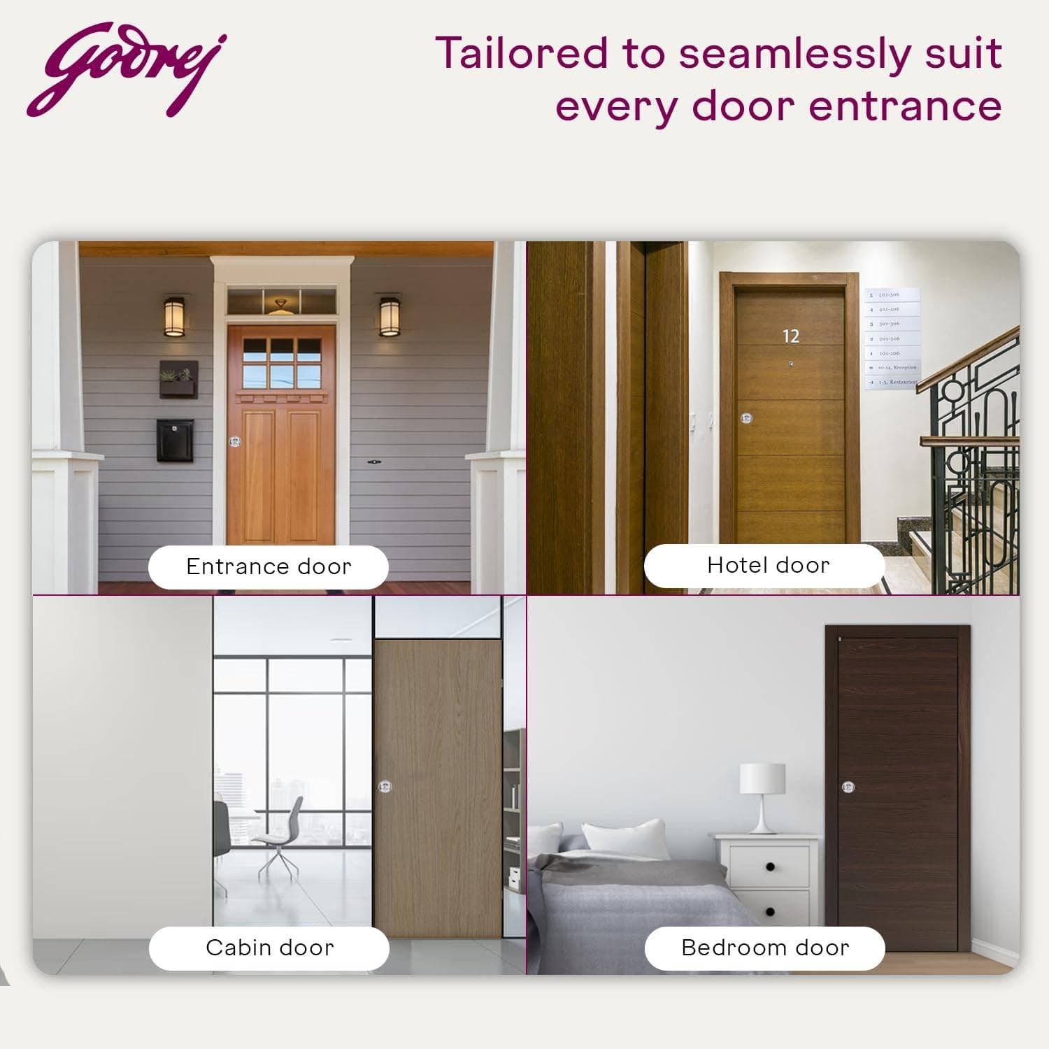 Godrej 5808 SS Matte Cylindrical Knob Lock With Key - Cylindrical knob lock – keyed, 60 mm backset | Stainless Steel | 5808 - View 8
