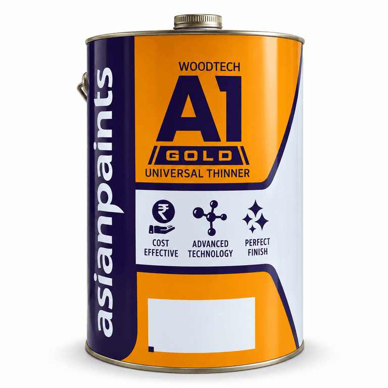 Asian Paints Woodtech A1 Gold Universal Thinner, 5 Ltr - 5 Ltr | Paint Thinners | For diluting NC sealer, primer, clear matt and pigmented topcoat. They are also very effective for the thorough cleaning of spray guns and equipment. - View 3