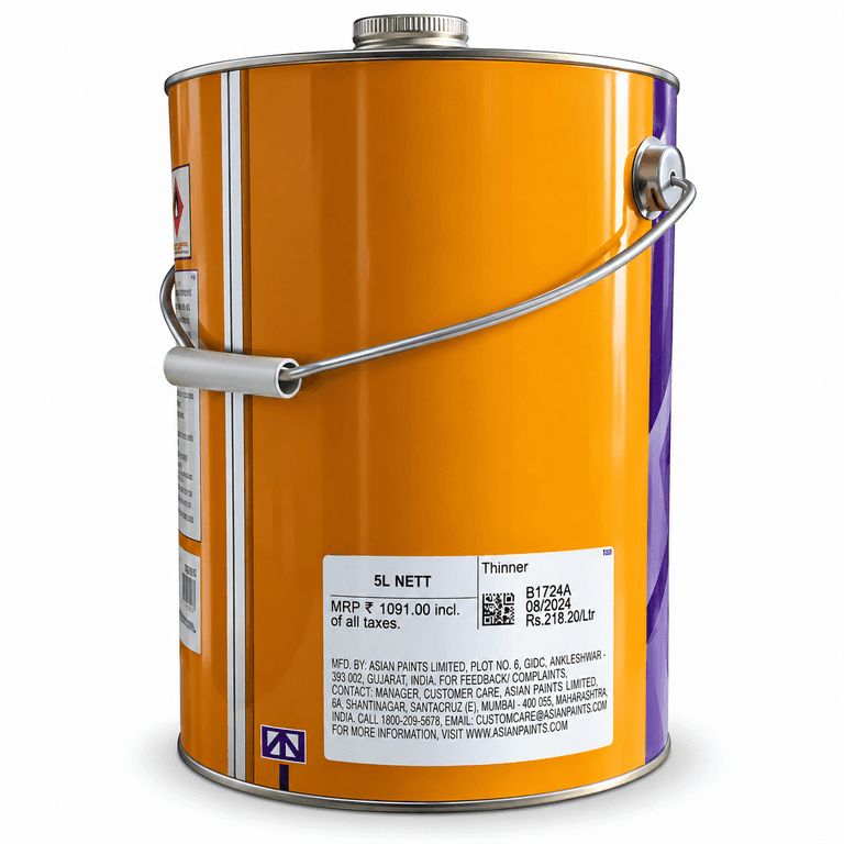 Asian Paints Woodtech A1 Gold Universal Thinner, 5 Ltr - 5 Ltr | Paint Thinners | For diluting NC sealer, primer, clear matt and pigmented topcoat. They are also very effective for the thorough cleaning of spray guns and equipment. - View 4