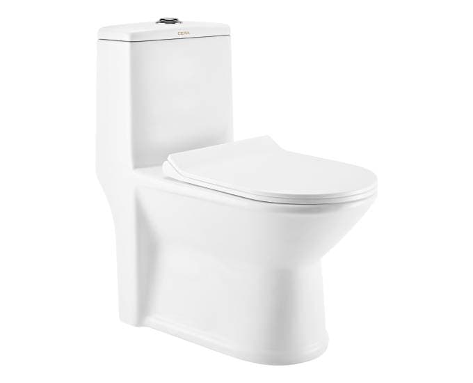 CERA Cyra One Piece EWC with PP Slim Soft Close Seat Cover, 220mm S-Trap, Snow White, S1013251SN