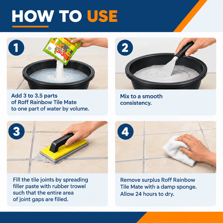 Roff T11 Rainbow Tile Mate Cementitious Tile Joint Filler, Snow White, 1 kg - View 2