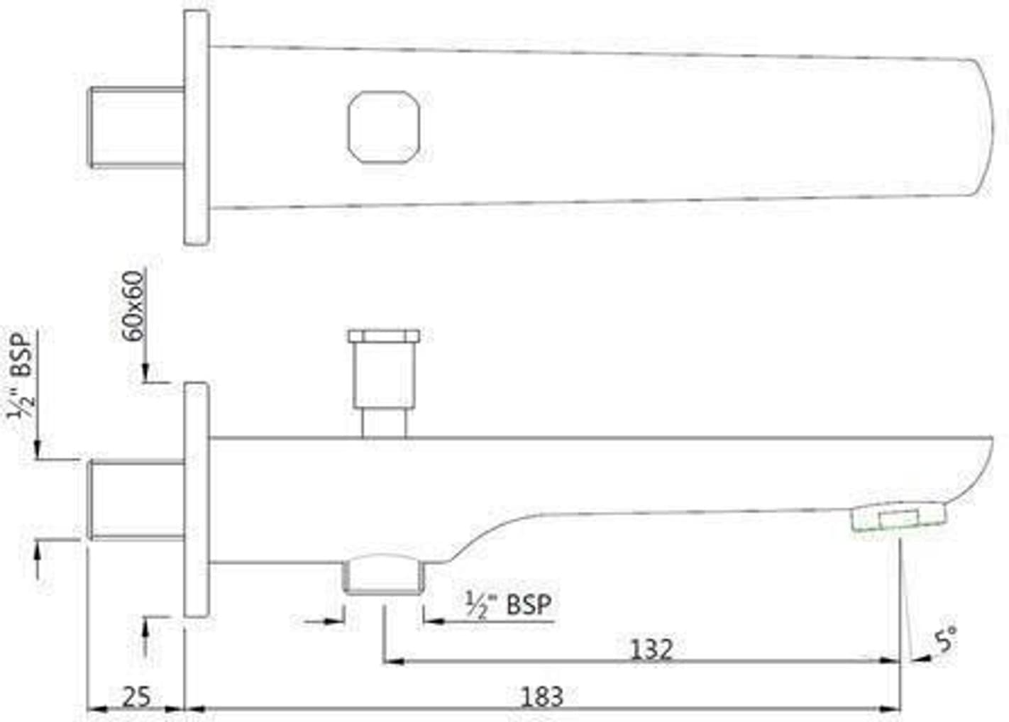 Jaquar Bathtub Spout with Wall Flange - View 2