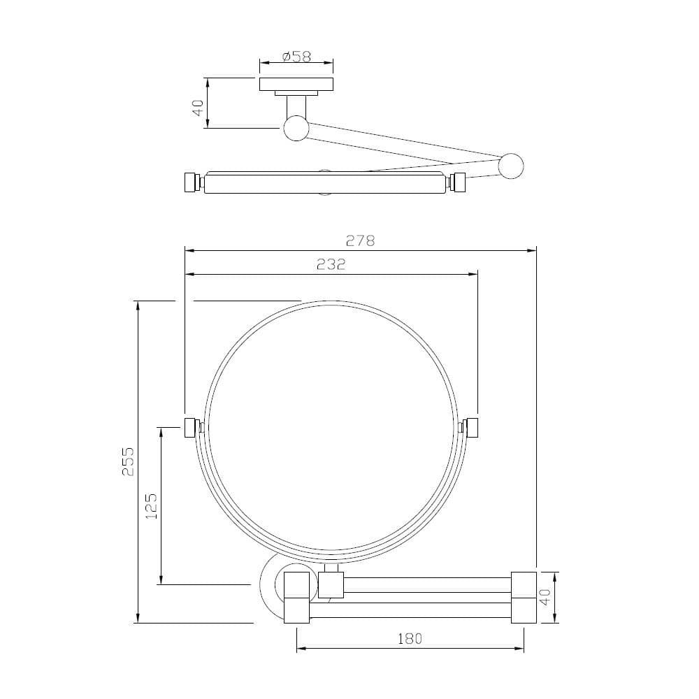 Jaquar Continental Double Arm Wall Mounted Reversible Plain & (3X) Magnifying Pivotal Mirror, ACN-CHR-1193N - View 2