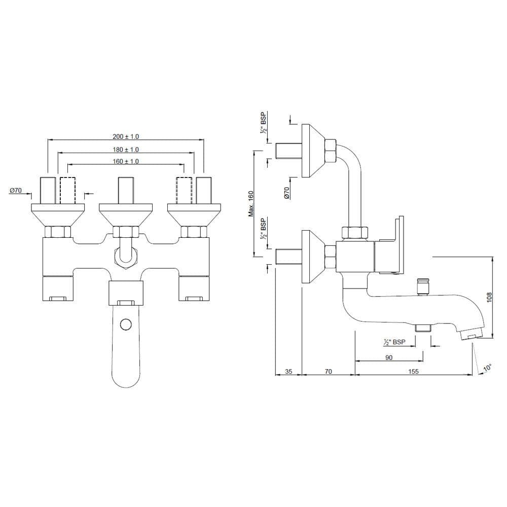 Jaquar Fusion 3-in-1 Wall Mixer Set, FUS-CHR-29281 - View 2